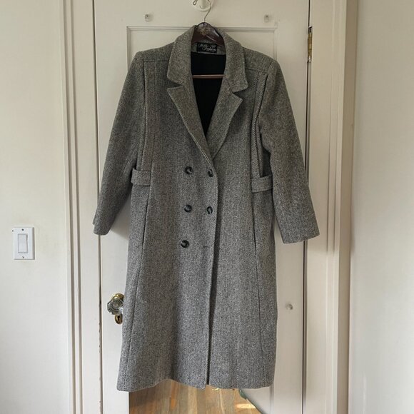 Noble Jackets & Blazers - Vintage Noble Fashion Wool Coat Women’s | Herringbone Tweed Long Overcoat Size L